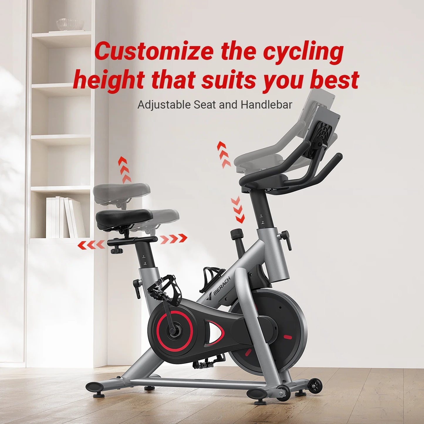Exercise Bike Stationary 100 Resistance Levels Indoor Cycling for Home Office Cardio Workout Machine, Free Bluetooth App Height-Adjustable Padded Seat