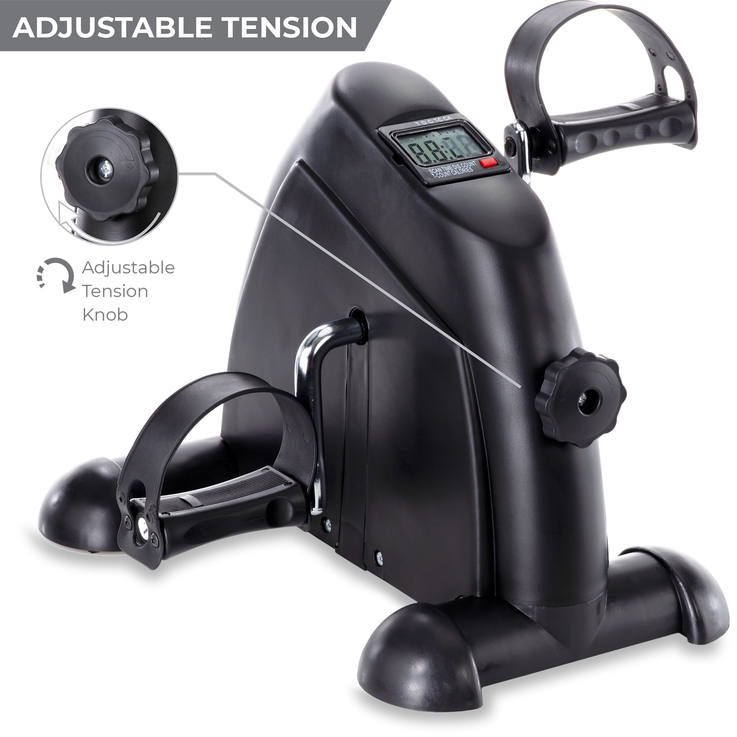 Pedal Exercise Mini Cycle Bike Great for Home or Office Workout - Tone and Strengthen Legs or Arms - Digital Display for Rpms, Calories, Time, Speed, Distance - under Desk for Legs -Tabletop for Arms