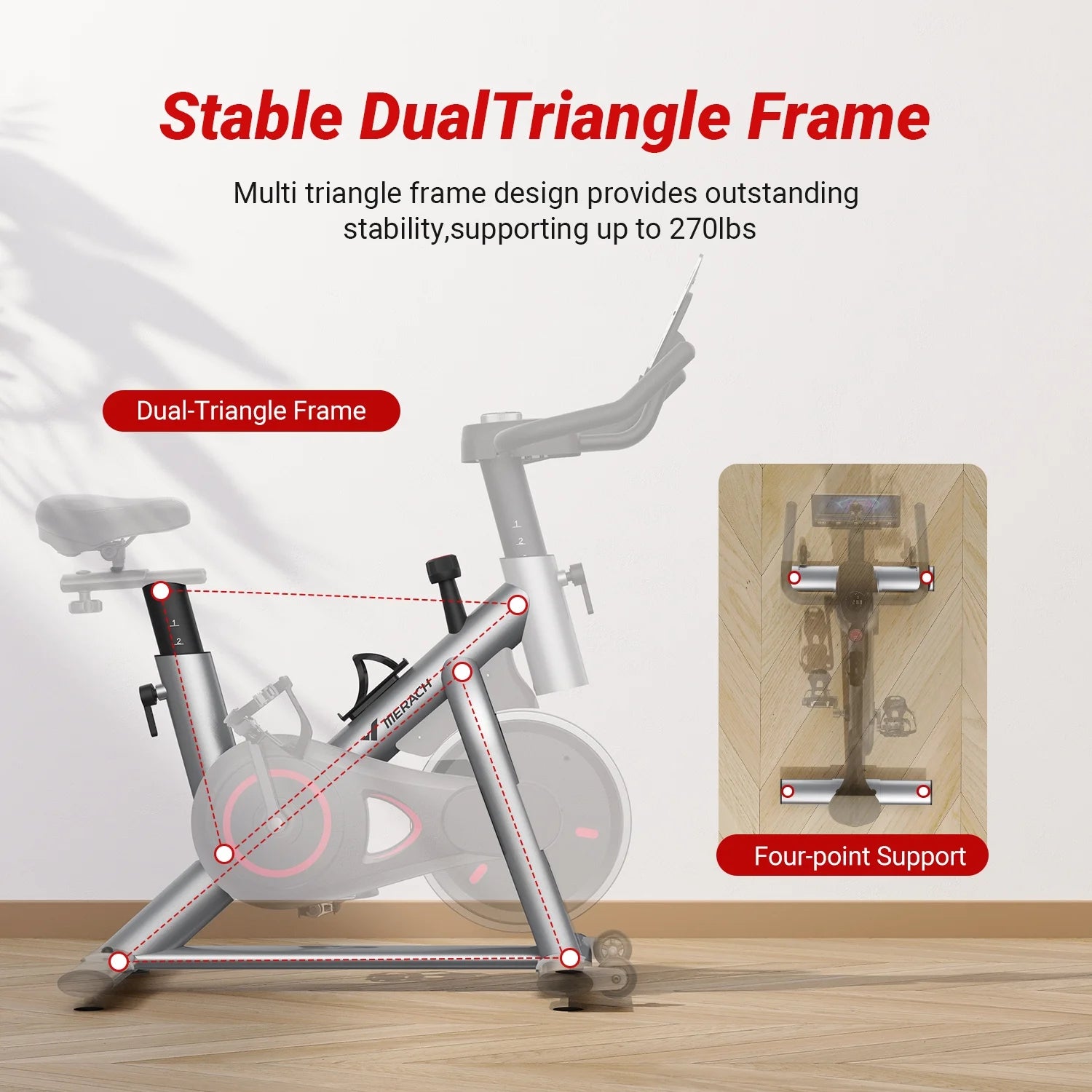 Exercise Bike Stationary 100 Resistance Levels Indoor Cycling for Home Office Cardio Workout Machine, Free Bluetooth App Height-Adjustable Padded Seat