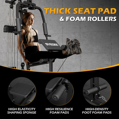 Multifunctional Home Gym System, Home Gym Station with 100LBS Weight Stack, All in One Workout Machine for Full Body Strength Training