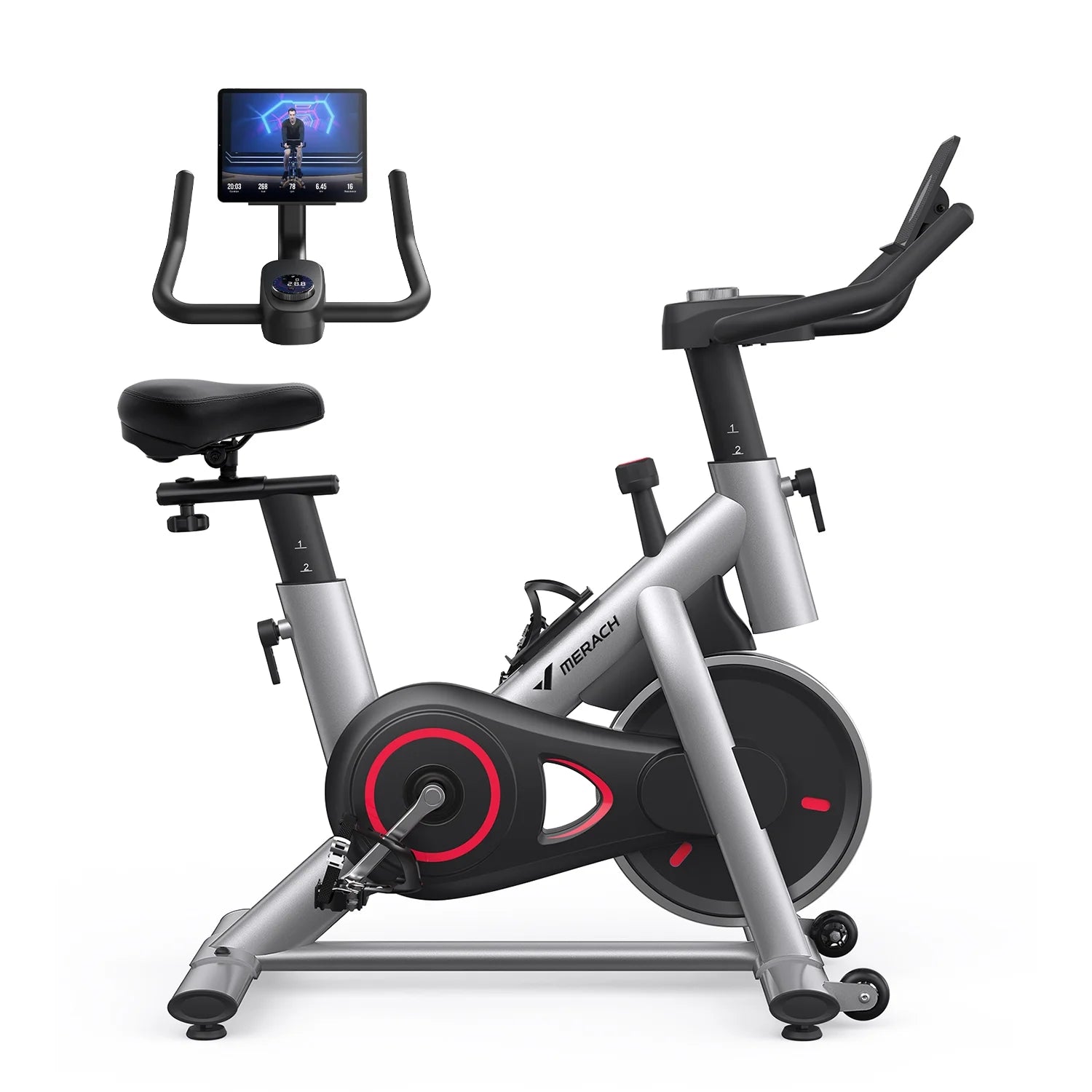 Exercise Bike Stationary 100 Resistance Levels Indoor Cycling for Home Office Cardio Workout Machine, Free Bluetooth App Height-Adjustable Padded Seat
