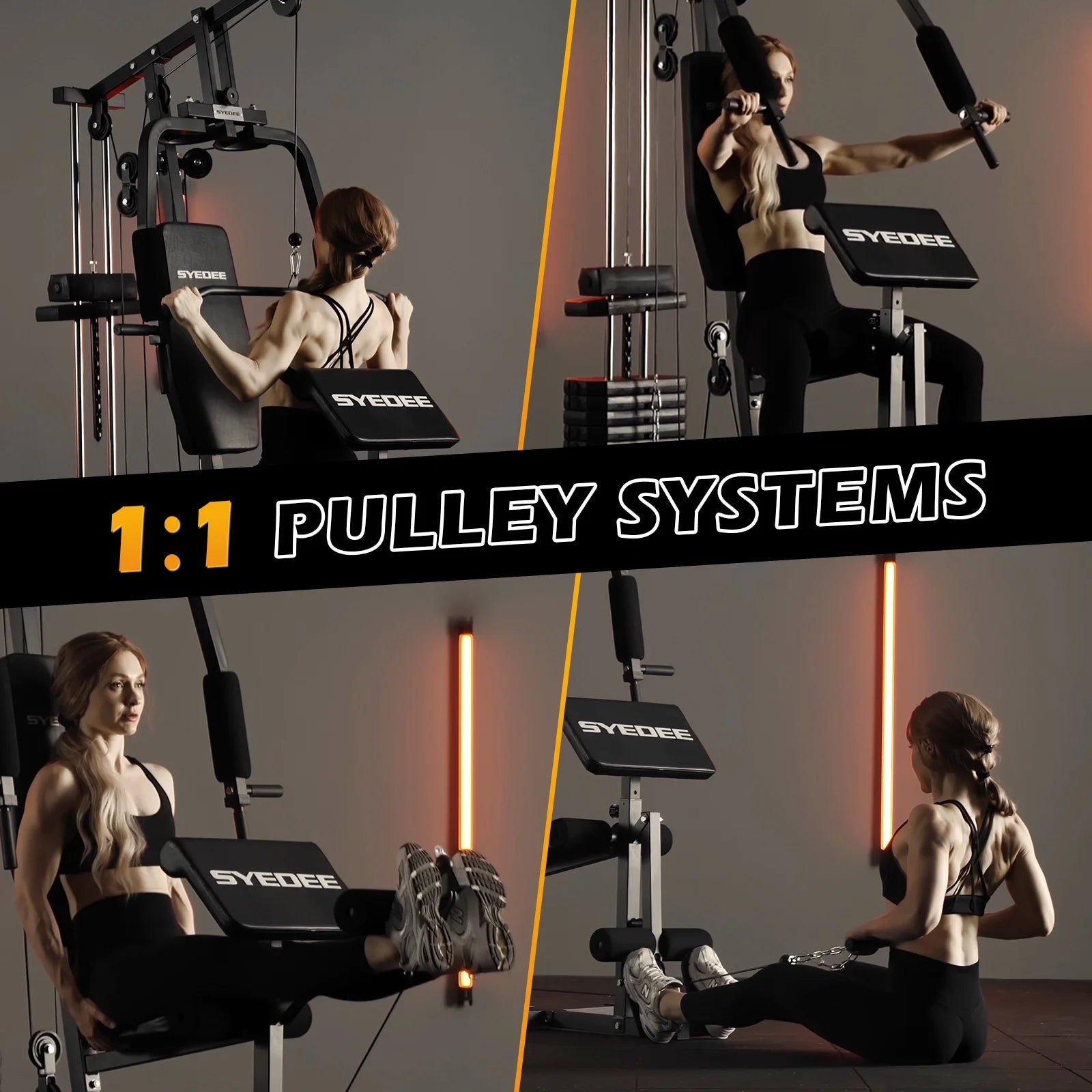 Multifunctional Home Gym System, Home Gym Station with 100LBS Weight Stack, All in One Workout Machine for Full Body Strength Training