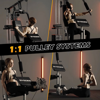 Multifunctional Home Gym System, Home Gym Station with 100LBS Weight Stack, All in One Workout Machine for Full Body Strength Training