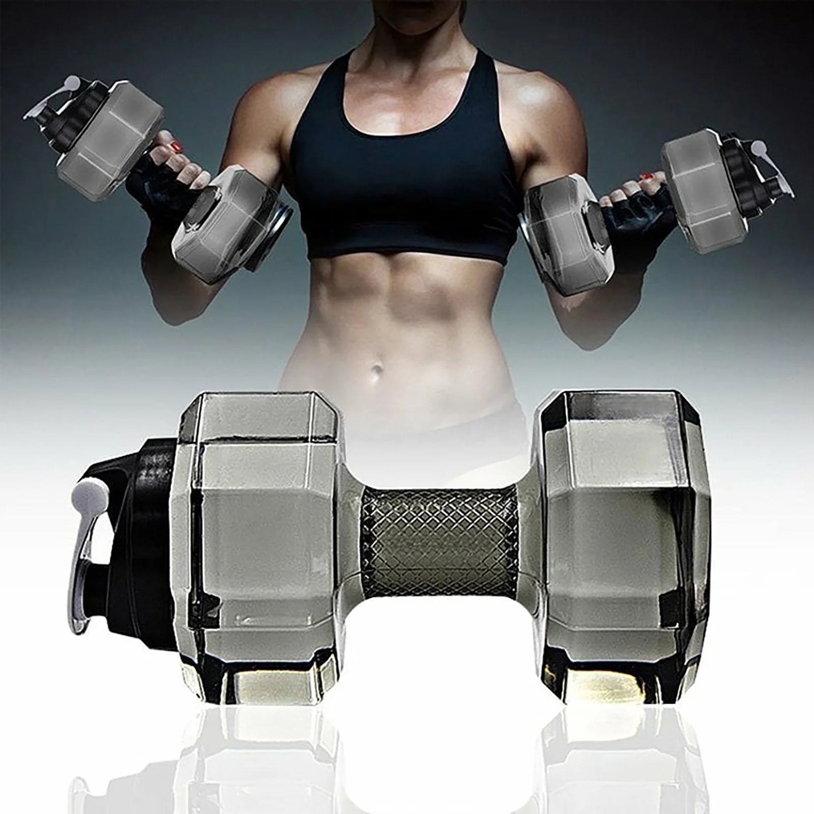 2.2 L Dumbbells Large Sport Water Bottle Freerunning Fitness Kettle Gym Large -Capacity Dumbbell Water Bottle Dumbbell Shape Water Bottle Sports Workout Portable See Through