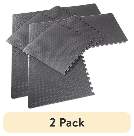 (2 Pack)  22.3" X 22.3" Gray Foam Interlocking Floor Mats, 6 Piece