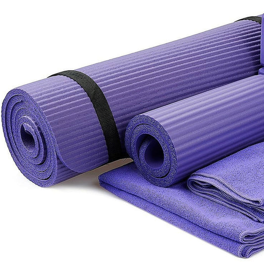 Goyoga 7-Piece Set - Include Yoga Mat with Carrying Strap, 2 Yoga Blocks, Yoga Mat Towel, Yoga Hand Towel, Yoga Strap and Yoga Knee Pad