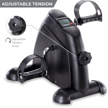 Pedal Exercise Mini Cycle Bike Great for Home or Office Workout - Tone and Strengthen Legs or Arms - Digital Display for Rpms, Calories, Time, Speed, Distance - under Desk for Legs -Tabletop for Arms